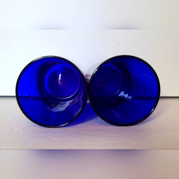 Set of 2 Cobalt Blue 12 oz Juice Glasses Tumblers Vintage - Picture 4 of 5